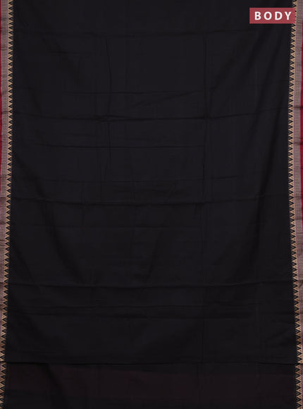 Narayanpet cotton saree black and maroon with plain body and thread woven border