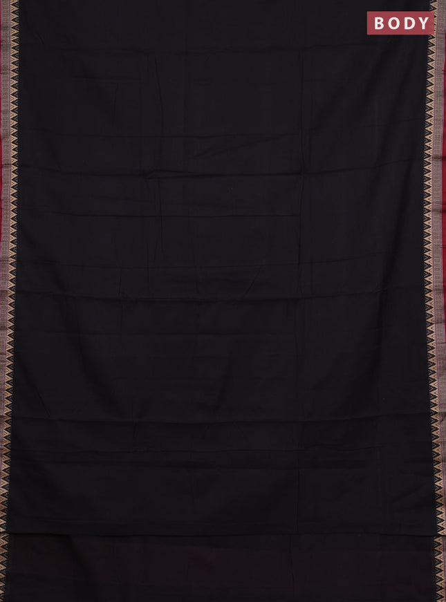 Narayanpet cotton saree black and maroon with plain body and thread woven border