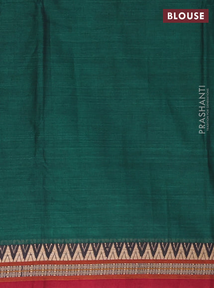 Narayanpet cotton saree green and maroon with plain body and thread woven border