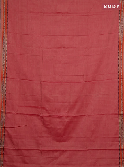 Narayanpet cotton saree red with plain body and thread woven border