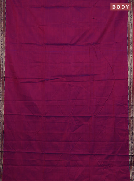 Narayanpet cotton saree dual shade of purple with plain body and thread woven border