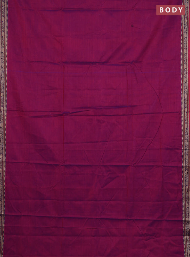 Narayanpet cotton saree dual shade of purple with plain body and thread woven border