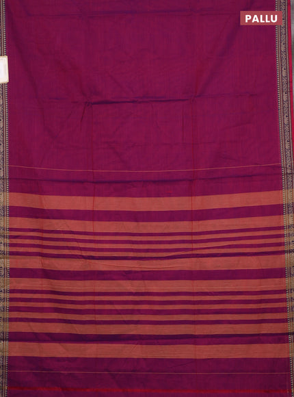 Narayanpet cotton saree dual shade of purple with plain body and thread woven border