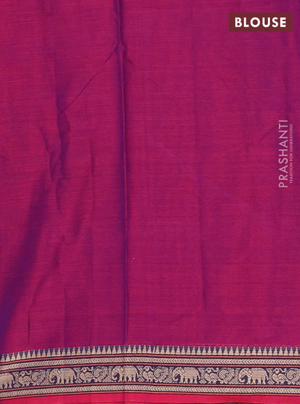 Narayanpet cotton saree dual shade of purple with plain body and thread woven border
