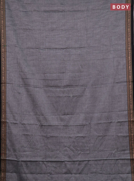 Narayanpet cotton saree grey with plain body and thread woven border