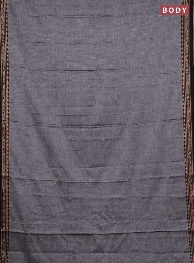 Narayanpet cotton saree grey with plain body and thread woven border