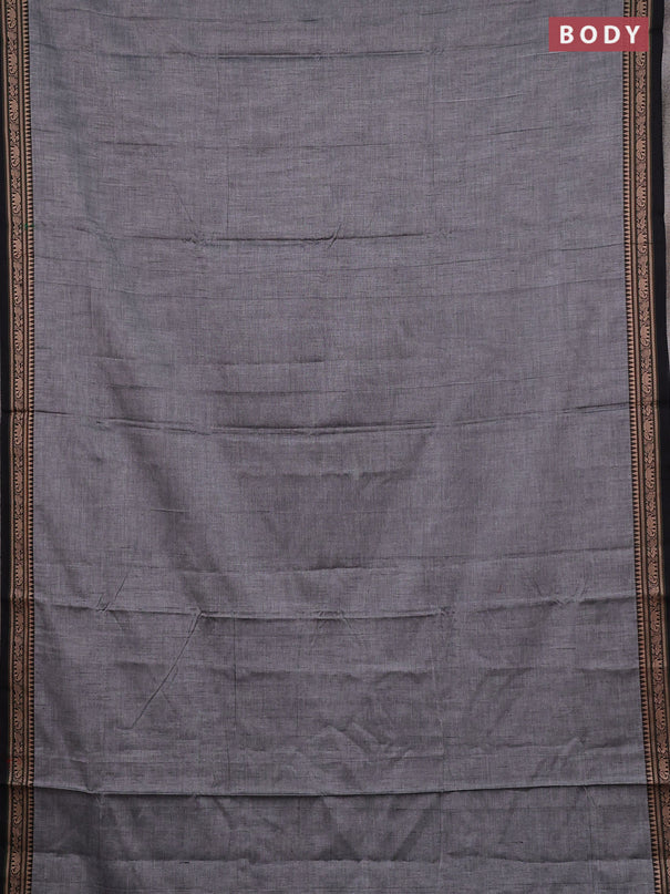 Narayanpet cotton saree grey with plain body and thread woven border