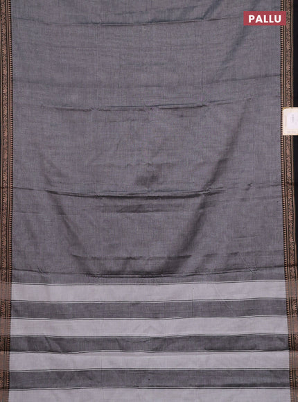 Narayanpet cotton saree grey with plain body and thread woven border