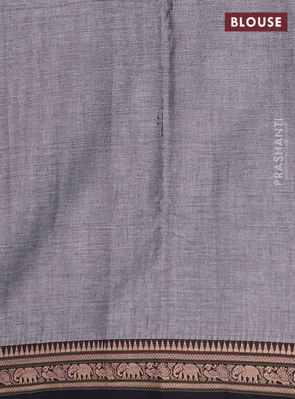 Narayanpet cotton saree grey with plain body and thread woven border