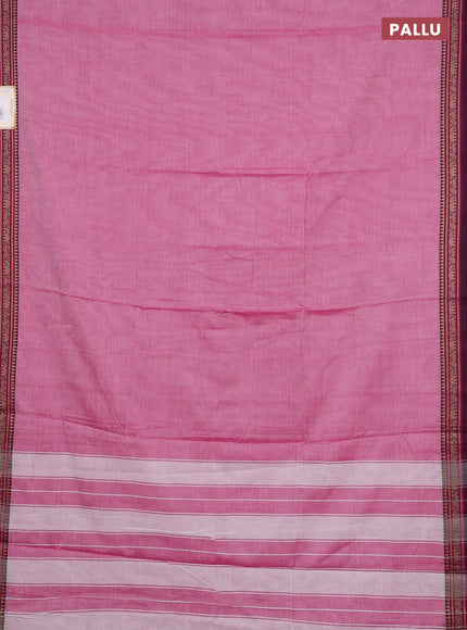 Narayanpet cotton saree pink with plain body and thread woven border