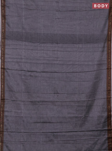 Narayanpet cotton saree grey with plain body and thread woven border