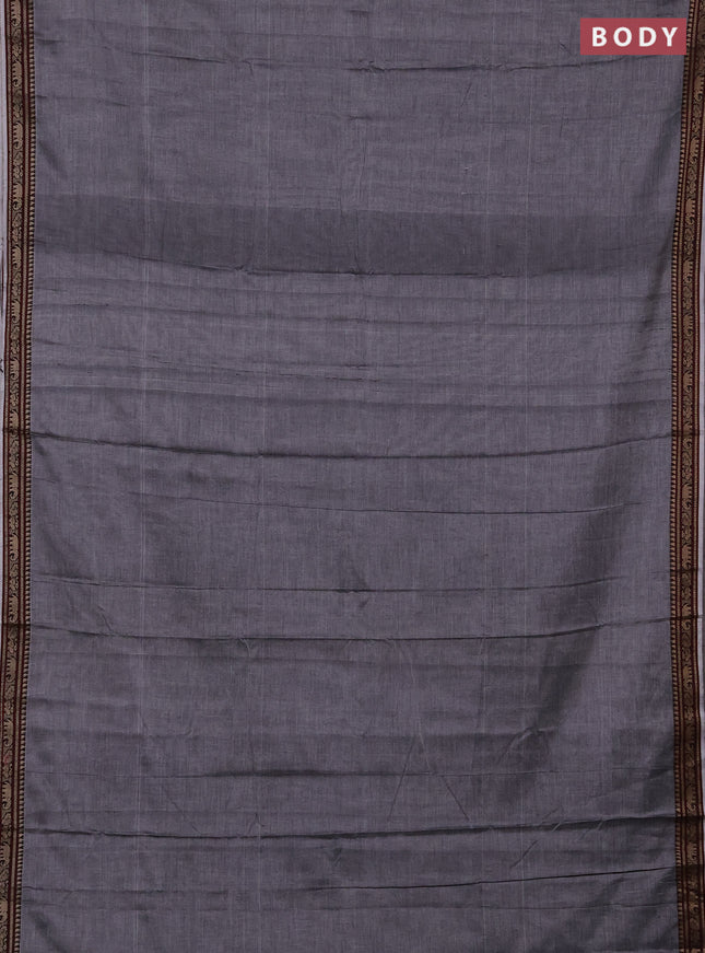 Narayanpet cotton saree grey with plain body and thread woven border