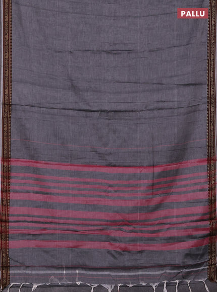Narayanpet cotton saree grey with plain body and thread woven border