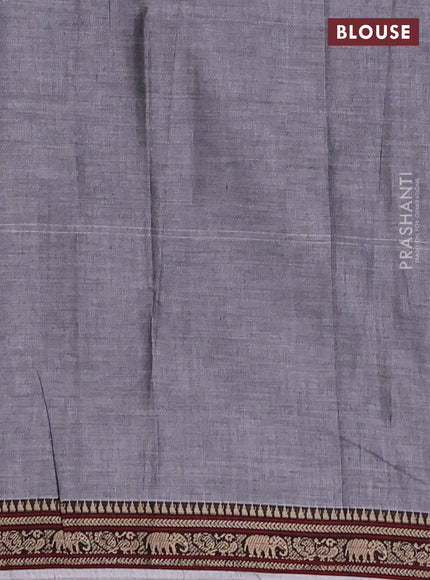 Narayanpet cotton saree grey with plain body and thread woven border