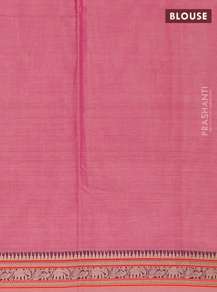Narayanpet cotton saree pink with plain body and thread woven border