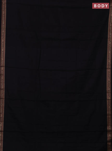 Narayanpet cotton saree black with plain body and thread woven border