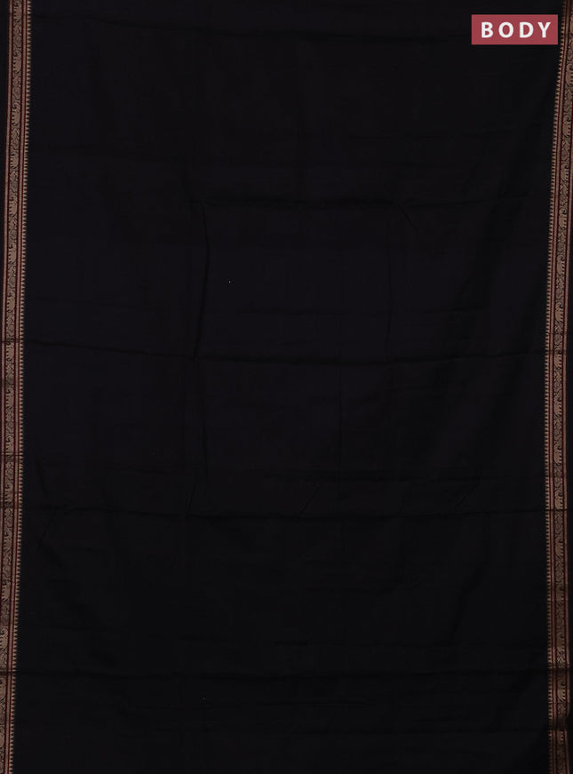 Narayanpet cotton saree black with plain body and thread woven border