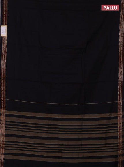 Narayanpet cotton saree black with plain body and thread woven border
