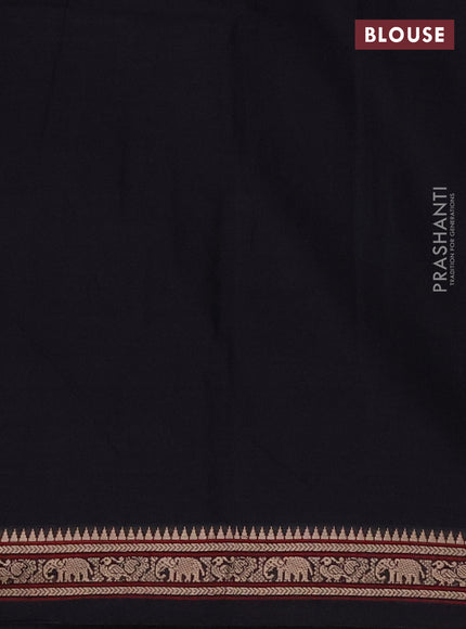 Narayanpet cotton saree black with plain body and thread woven border