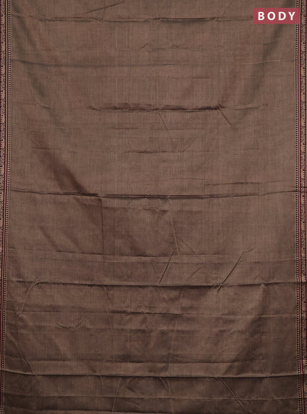 Narayanpet cotton saree chikku shade with plain body and thread woven border