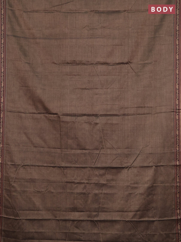 Narayanpet cotton saree chikku shade with plain body and thread woven border
