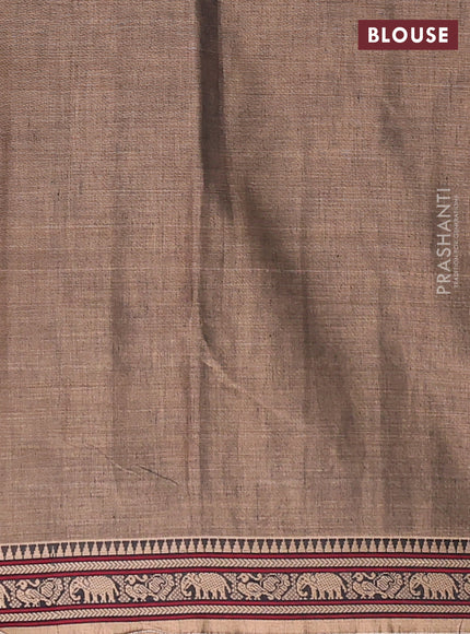 Narayanpet cotton saree chikku shade with plain body and thread woven border