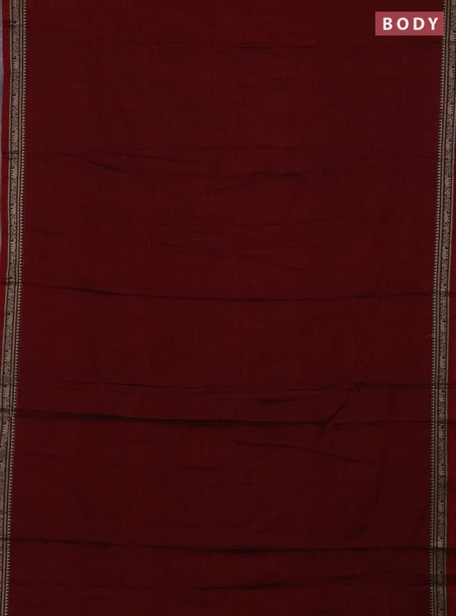 Narayanpet cotton saree deep maroon with plain body and thread woven border