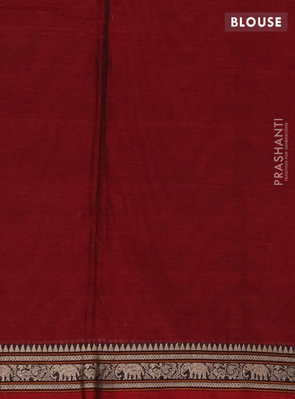 Narayanpet cotton saree deep maroon with plain body and thread woven border