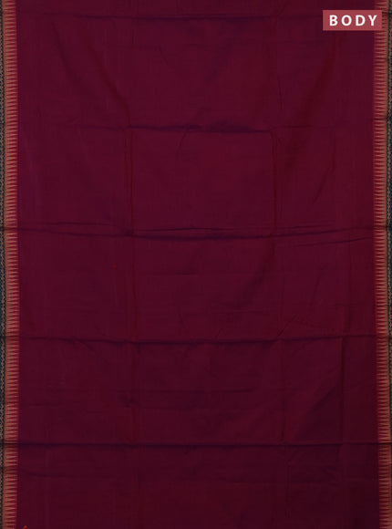 Narayanpet cotton saree dual shade of purple and green with plain body and thread woven border