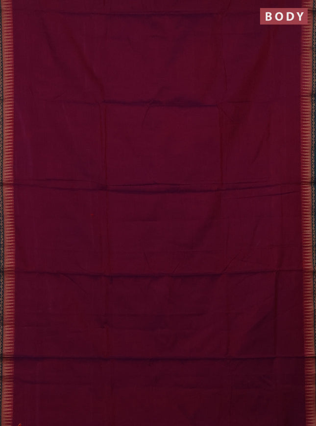 Narayanpet cotton saree dual shade of purple and green with plain body and thread woven border