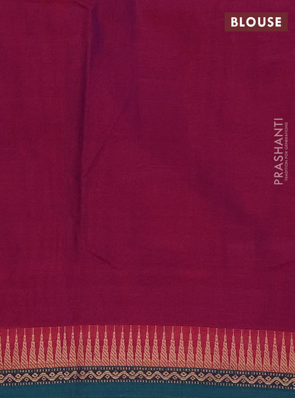 Narayanpet cotton saree dual shade of purple and green with plain body and thread woven border