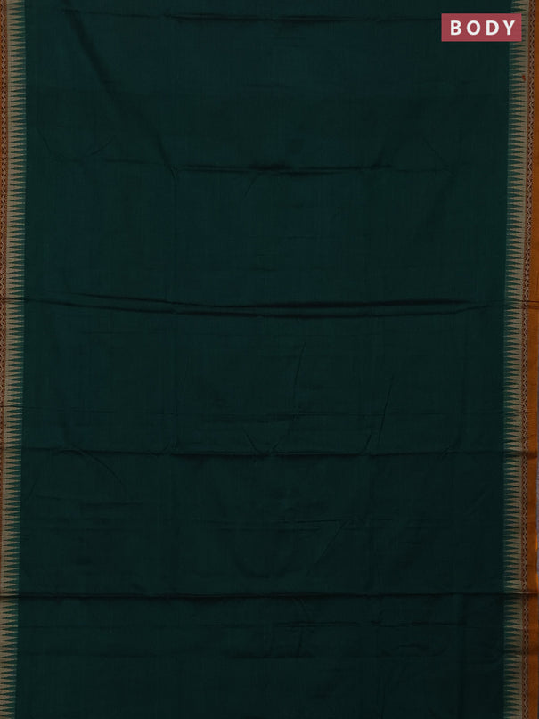 Narayanpet cotton saree green and mustard yellow with plain body and thread woven border