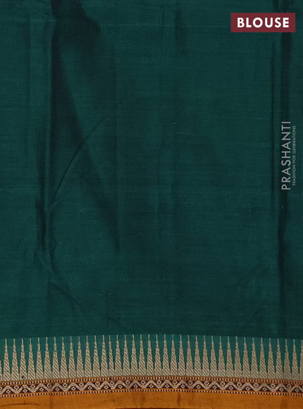 Narayanpet cotton saree green and mustard yellow with plain body and thread woven border