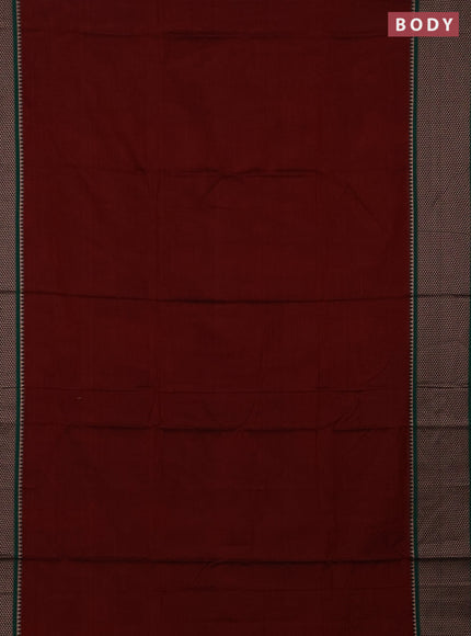 Narayanpet cotton saree maroon with plain body and long thread woven border