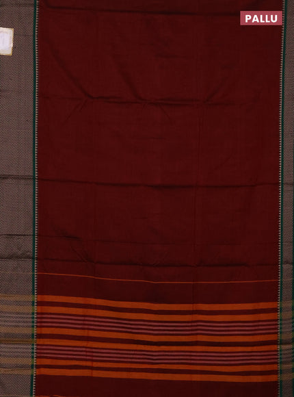 Narayanpet cotton saree maroon with plain body and long thread woven border