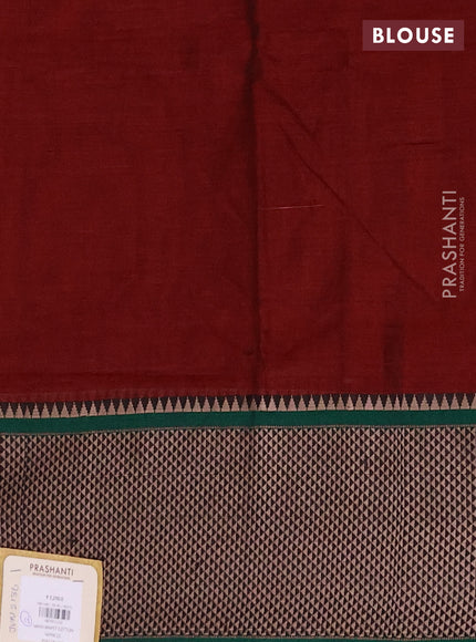 Narayanpet cotton saree maroon with plain body and long thread woven border