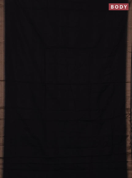 Narayanpet cotton saree black with plain body and thread woven border
