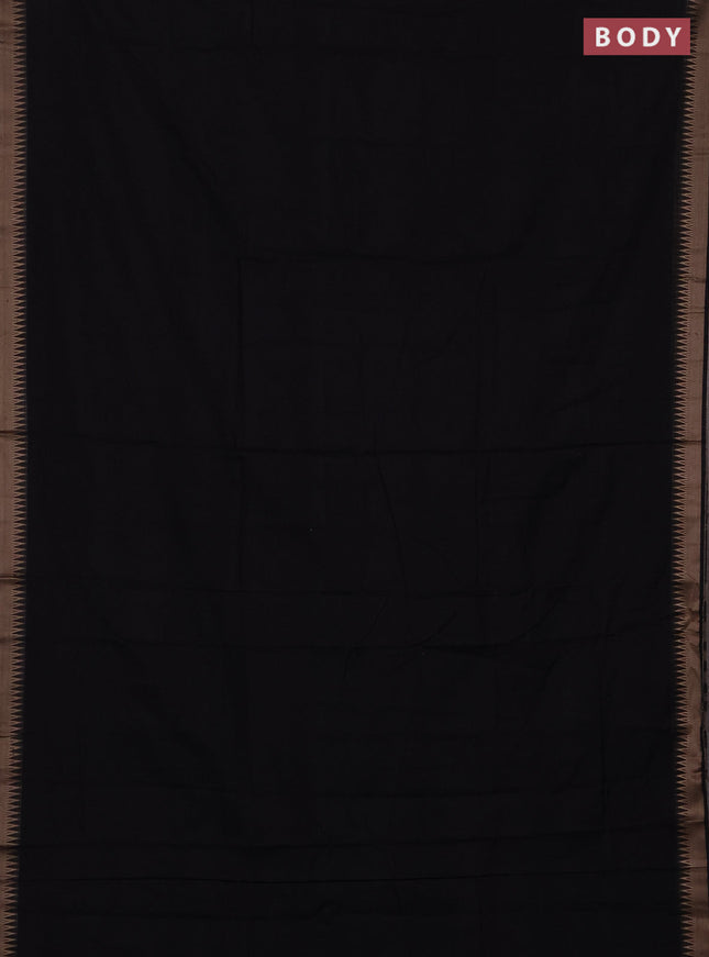 Narayanpet cotton saree black with plain body and thread woven border