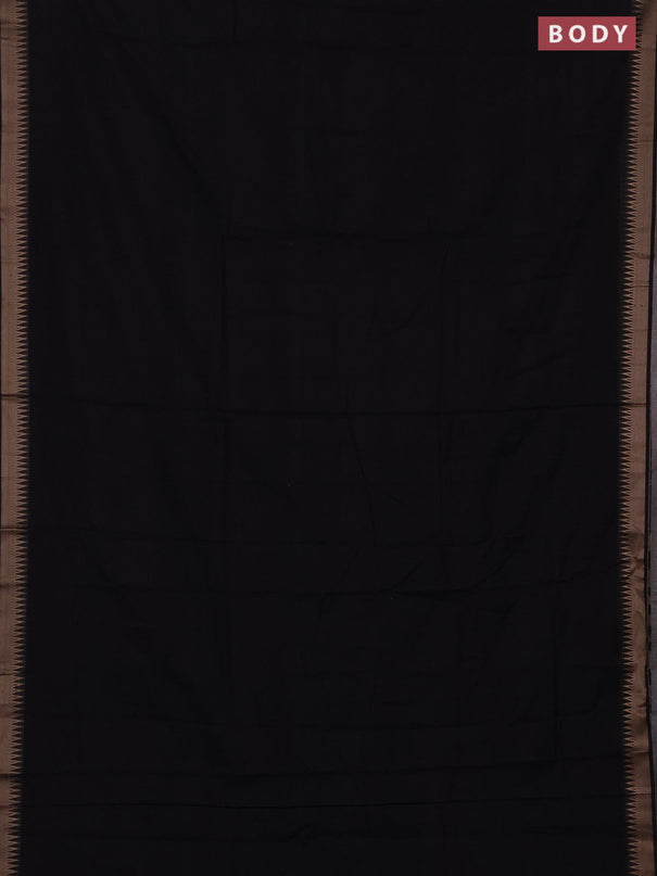 Narayanpet cotton saree black with plain body and thread woven border