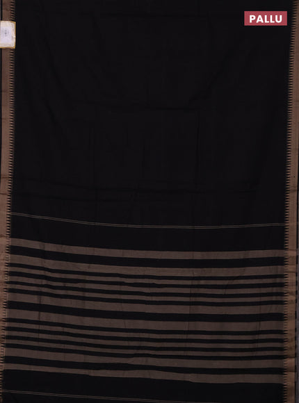 Narayanpet cotton saree black with plain body and thread woven border