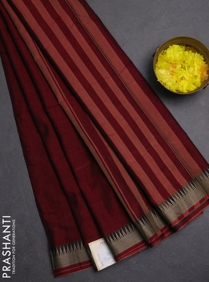 Narayanpet cotton saree maroon with plain body and thread woven border