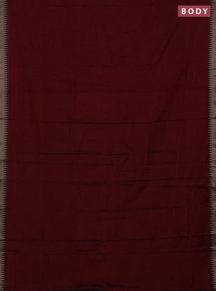 Narayanpet cotton saree maroon with plain body and thread woven border