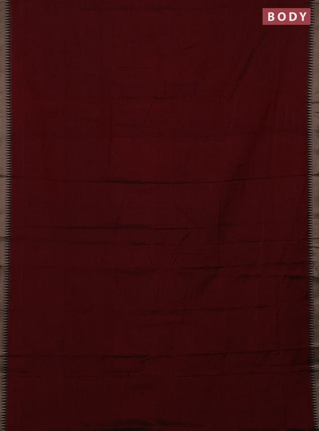 Narayanpet cotton saree maroon with plain body and thread woven border