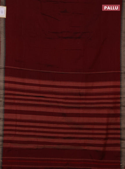 Narayanpet cotton saree maroon with plain body and thread woven border