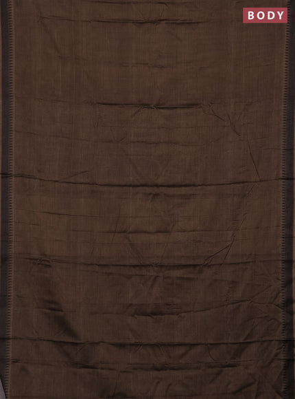Narayanpet cotton saree chikku shade with plain body and thread woven border