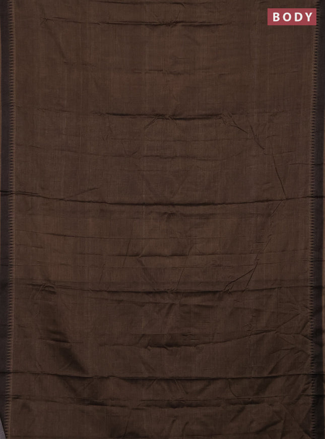 Narayanpet cotton saree chikku shade with plain body and thread woven border