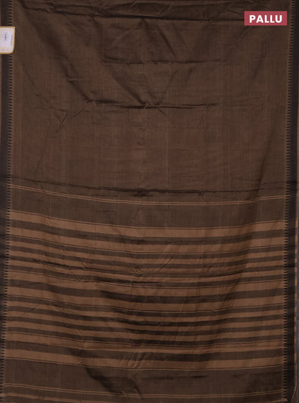 Narayanpet cotton saree chikku shade with plain body and thread woven border