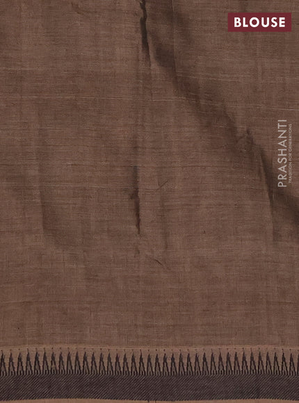 Narayanpet cotton saree chikku shade with plain body and thread woven border