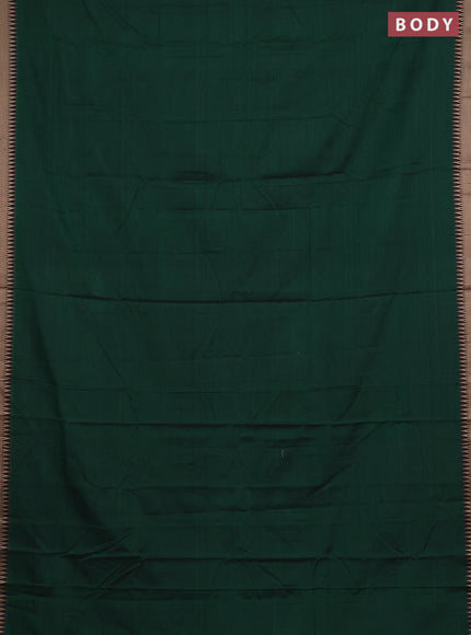 Narayanpet cotton saree green with plain body and thread woven border