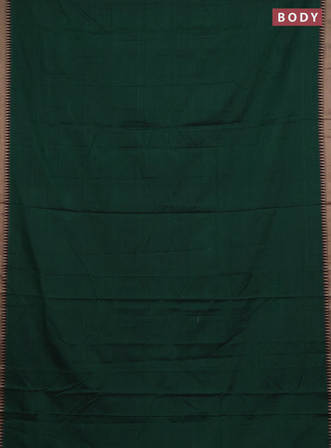 Narayanpet cotton saree green with plain body and thread woven border